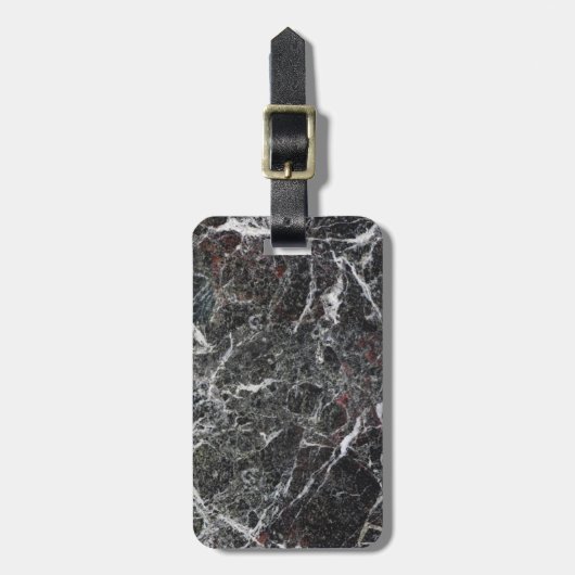 ダークグレー大理石及び赤枠 ラゲッジタグ (正面縦)