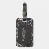 ダークグレー大理石及び赤枠 ラゲッジタグ (裏面縦)