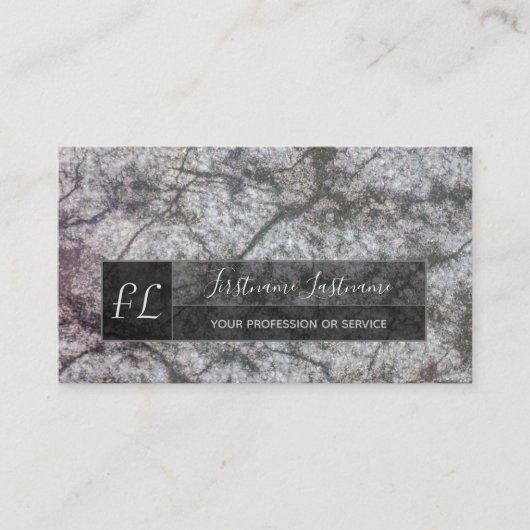 ダークグレー大理石流大理石構造モノグラム 名刺 (正面)