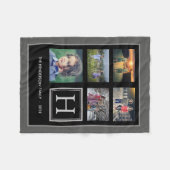 ダークグレー家族のモノグラムの写真のコラージュ フリースブランケット (正面(横))