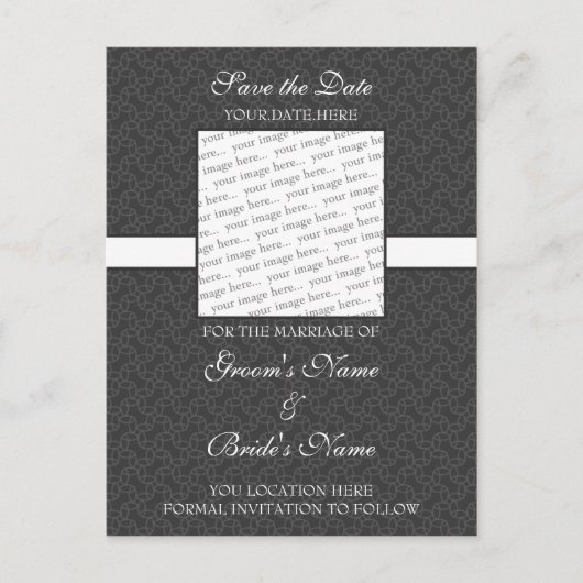 ダークグレー日付はがきを保存 案内ポストカード (正面)