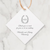 ダークグレー白葉楕円形リースモノグラム結婚ズ フェイバータグ (裏面)