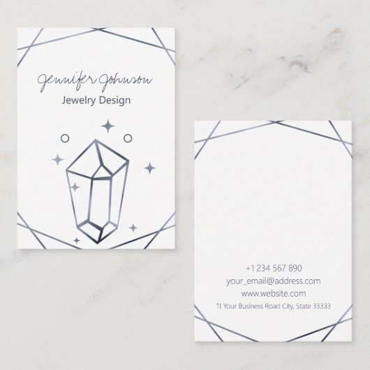 ダークグレー箔イヤリングホルダー表示カード 名刺 (正面/裏面)