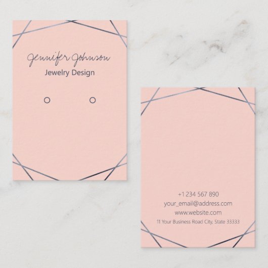 ダークグレー箔イヤリングホルダー表示カード 名刺 (正面/裏面)