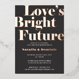ダークグレー箔押し「Love’s Bright Future」エンゲージメントI 箔招待状