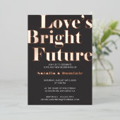 ダークグレー箔押し「Love’s Bright Future」エンゲージメントI 箔招待状 (立ち正面)