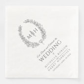 ダークグレー葉楕円リースモノグラム結婚アート (正面)