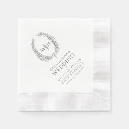 ダークグレー葉楕円リースモノグラム結婚アート