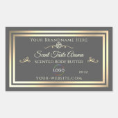 ダークグレー製品ラベル(金ゴールドフレームとロゴ) 長方形シール (正面)