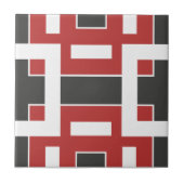 ダークグレー赤と白抽象芸術モザイク幾何学 タイル (正面)