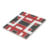 ダークグレー赤と白抽象芸術モザイク幾何学 タイル (側面)