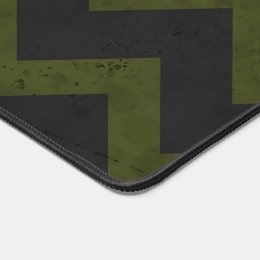ダークグレー軍グリーンヴィンテージシボロンモノグラム デスクマット (コーナー)
