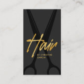ダークグレー金ゴールド美容師サロン 名刺 (正面)