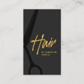 ダークグレー金ゴールド美容師サロン 名刺 (正面)