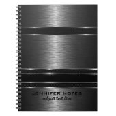 ダークグレー金属ブラシ仕上げアルミルック ノートブック (正面)