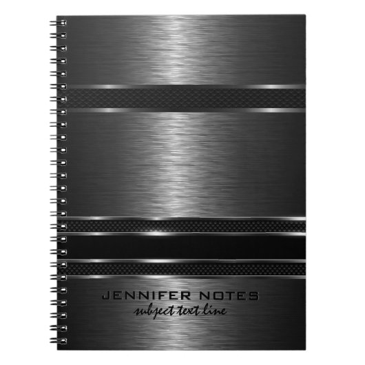 ダークグレー金属ブラシ仕上げアルミルック ノートブック (正面)