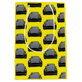 ダークグレー電気自動車SUVカーイエロー ミディアムペーパーバッグ