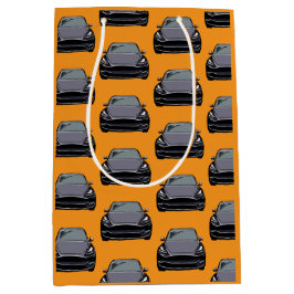 ダークグレー電気自動車SUVカーオレンジ ミディアムペーパーバッグ