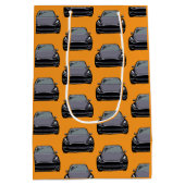 ダークグレー電気自動車SUVカーオレンジ ミディアムペーパーバッグ (裏面)