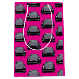 ダークグレー電気自動車SUVカーピンク ミディアムペーパーバッグ