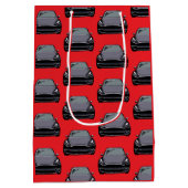 ダークグレー電気自動車SUVカーレッド ミディアムペーパーバッグ (裏面)