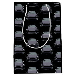 ダークグレー電気自動車SUV車の黒の背景 ミディアムペーパーバッグ