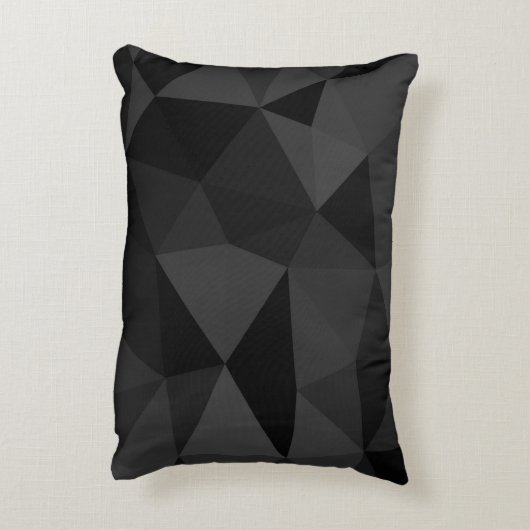 ダークグレー黒の幾何学的メッシュパターンモノグラム アクセントクッション (裏面(縦))