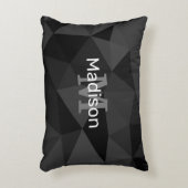 ダークグレー黒の幾何学的メッシュパターンモノグラム アクセントクッション (正面(垂直))