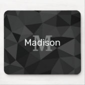 ダークグレー黒の幾何学的メッシュパターンモノグラム マウスパッド (正面)