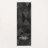 ダークグレー黒の幾何学的メッシュパターンモノグラム ヨガマット (正面)