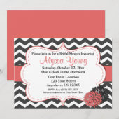 ダークグレー カイエンペッパー チェブロン インビテーション (正面/裏面)