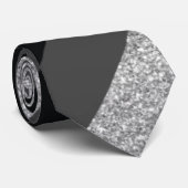 ダークグレー、グリッター、黒の対角線のストライプ ネクタイ (ロール)