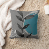 ダークグレー&ターコイズウォーターカラーゼンデザイン クッション (ブランケット)