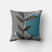 ダークグレー&ターコイズウォーターカラーゼンデザイン クッション (裏面)