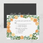 ダークグレー ピーチ ウェディング モダン フラワーリング ポストカード (正面/裏面)