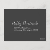 ダークグレー ピーチ ウェディング モダン フラワーリング ポストカード (裏面)