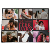 ダークグレー |フォトカスタムハッピーバレンタインデー ラージペーパーバッグ (正面)