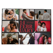 ダークグレー |フォトカスタムハッピーバレンタインデー ラージペーパーバッグ (裏面)