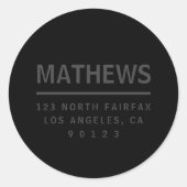 ダークグレー&ブラック差出人住所 ラウンドシール (正面)