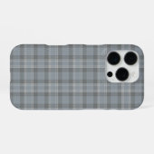 ダークグレー＋ブルーとソフトグレー・チェック柄 iPhoneケース (裏面横)