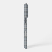 ダークグレー＋ブルーとソフトグレー・チェック柄 iPhoneケース (右側面)