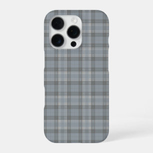 ダークグレー+ブルーとソフトグレー・チェック柄 iPhone 16 PROケース