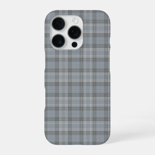 ダークグレー＋ブルーとソフトグレー・チェック柄 iPhoneケース (裏面)