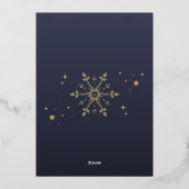 ダークグレー – ブロンズの星と雪の結晶の新年パーティー 箔招待状 (裏面)