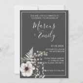 ダークグレー&ホワイトフローラ結婚式招待状 招待状 (正面)
