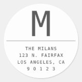 ダークグレー&ホワイト差出人住所 ラウンドシール (正面)