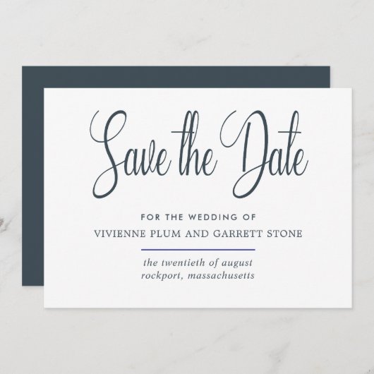 ダークグレー&ホワイト書記日付を保存 セーブザデート (正面/裏面)