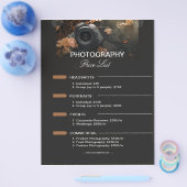 ダークグレー モダン ミニマリスト フォトグラフィー 価格リスト チラシ (シングル)