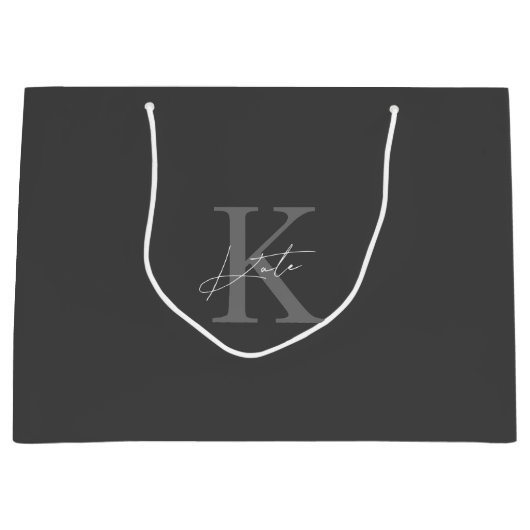 ダークグレー モノグラム 花嫁の友人へのプレゼント ギフトバッグ (正面)