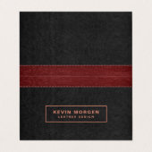 ダークグレー&レッドステッチフェイクレザービジネスカー 名刺 (外部フラット)